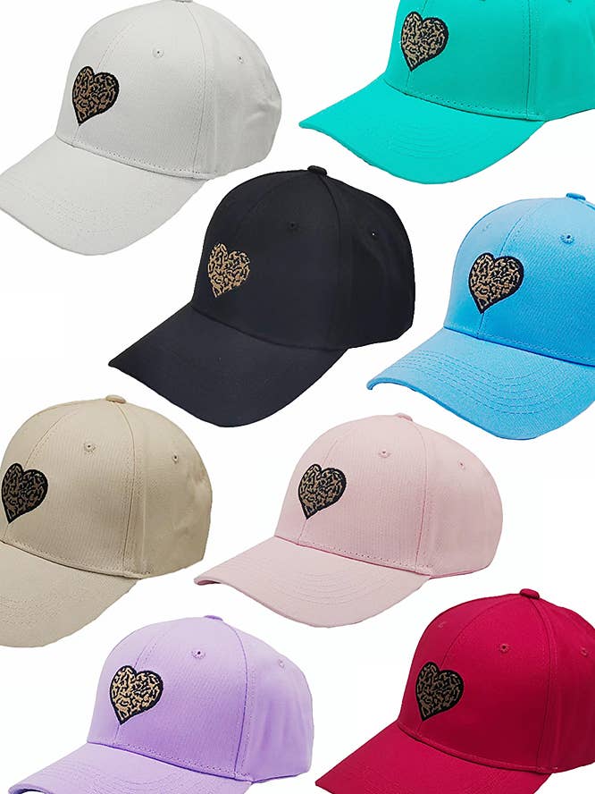 Leopard Pattern Heart Patch Baseball Cap for wholesale by Hana