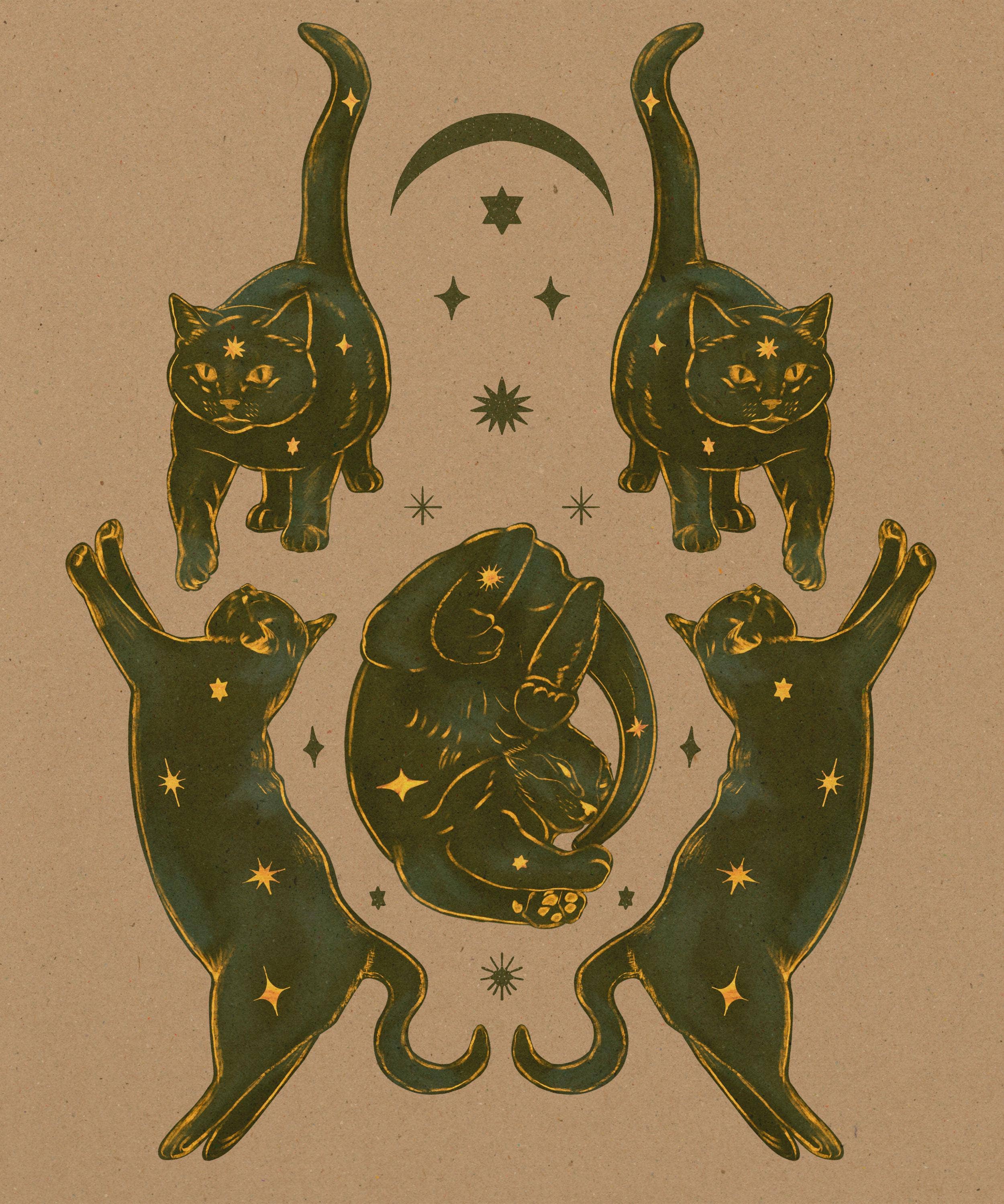 Black Moss Studio - Wholesale Art Print - Whimsigoth Celestial Cat Starry Night Art Print7