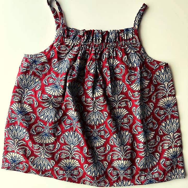Girls Sun Top - Madder Hand Block Printed Cotton for wholesale by The Indian Bazaar