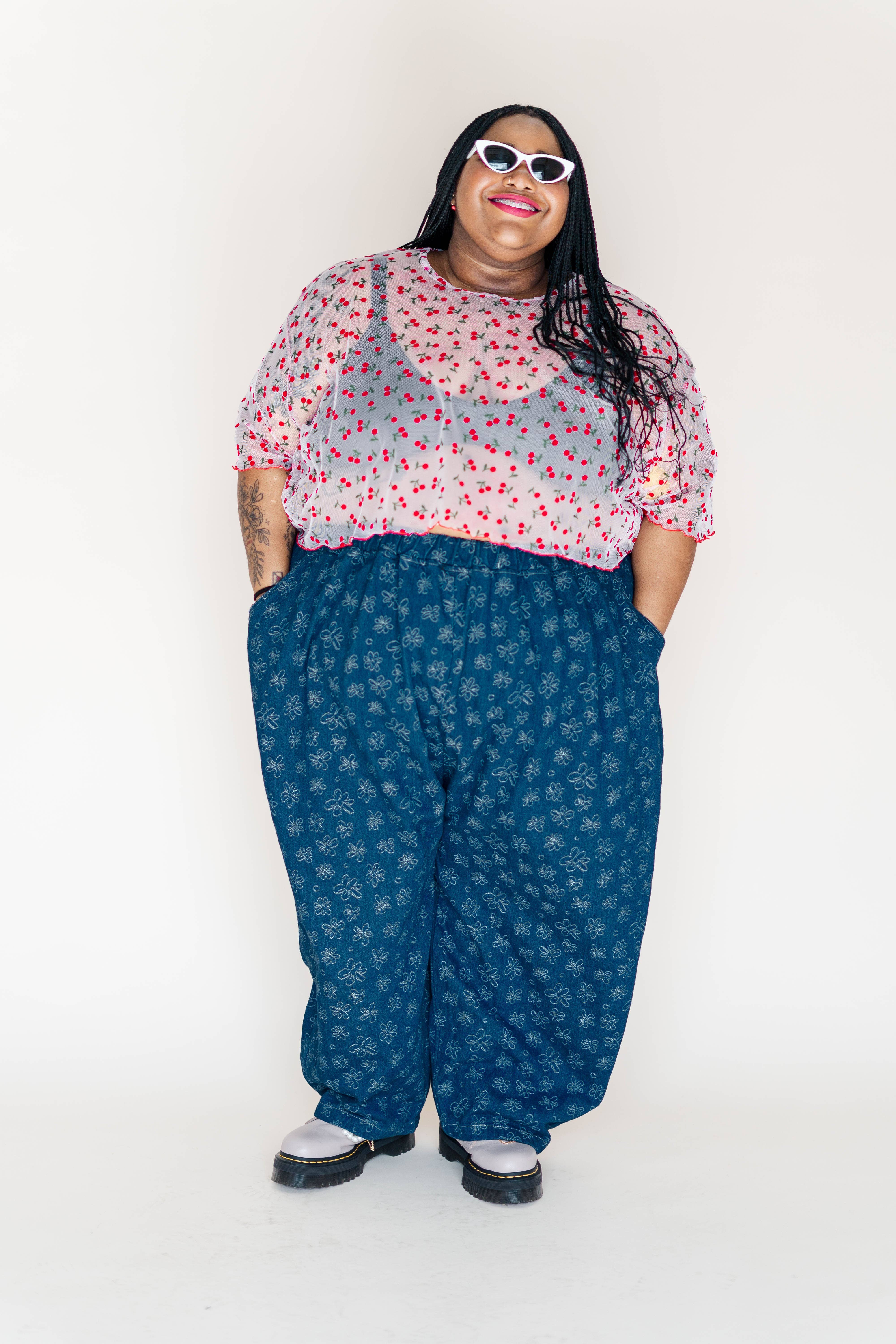 Nettle Studios - Wholesale Pants - Unisex - Size Inclusive Gender Neutral Dark Daisy Denim Balloon Pant7