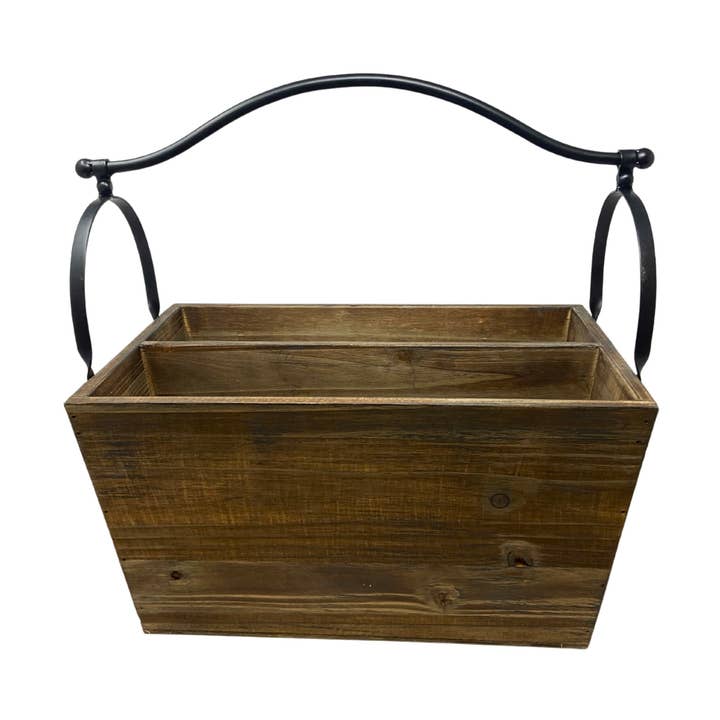 Wood Basket with Metal Handle for wholesale by David Christopher's Collection