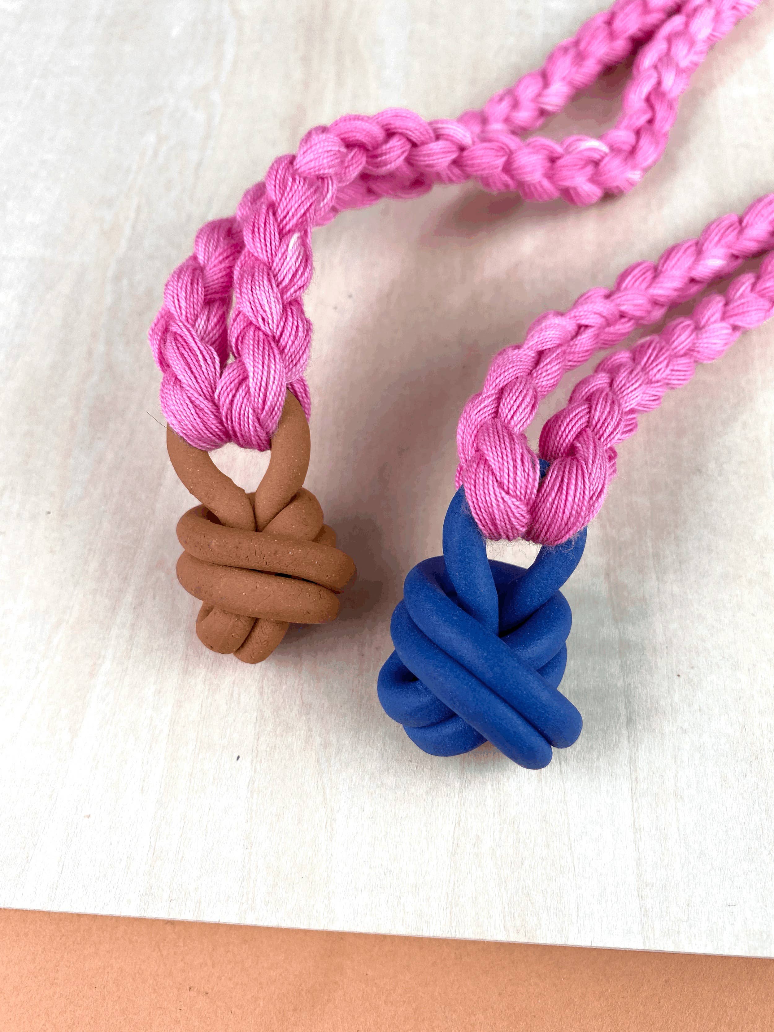 Barrow PDX - Wholesale Woven Necklace - Mini Knot Necklace - Neon Pink2