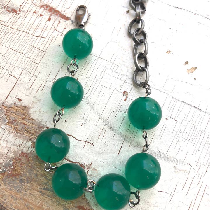 Pulseira Lucite Bubble Stations Transparente Verde Gasolina por atacado de Leetie Lovendale