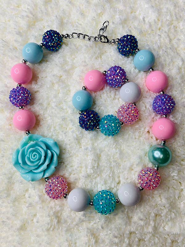 240303 Multi bubble girls pendant necklace & bracelet set for wholesale by luluclothes