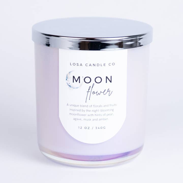 Måneblomstduftende 12oz dobbeltvæge stearinlys for engroshandel hos LoSa Candles