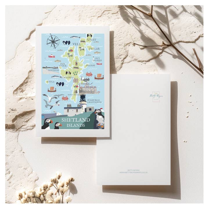Shetland Postkort for engroshandel hos BETTY BOYNS MAPS