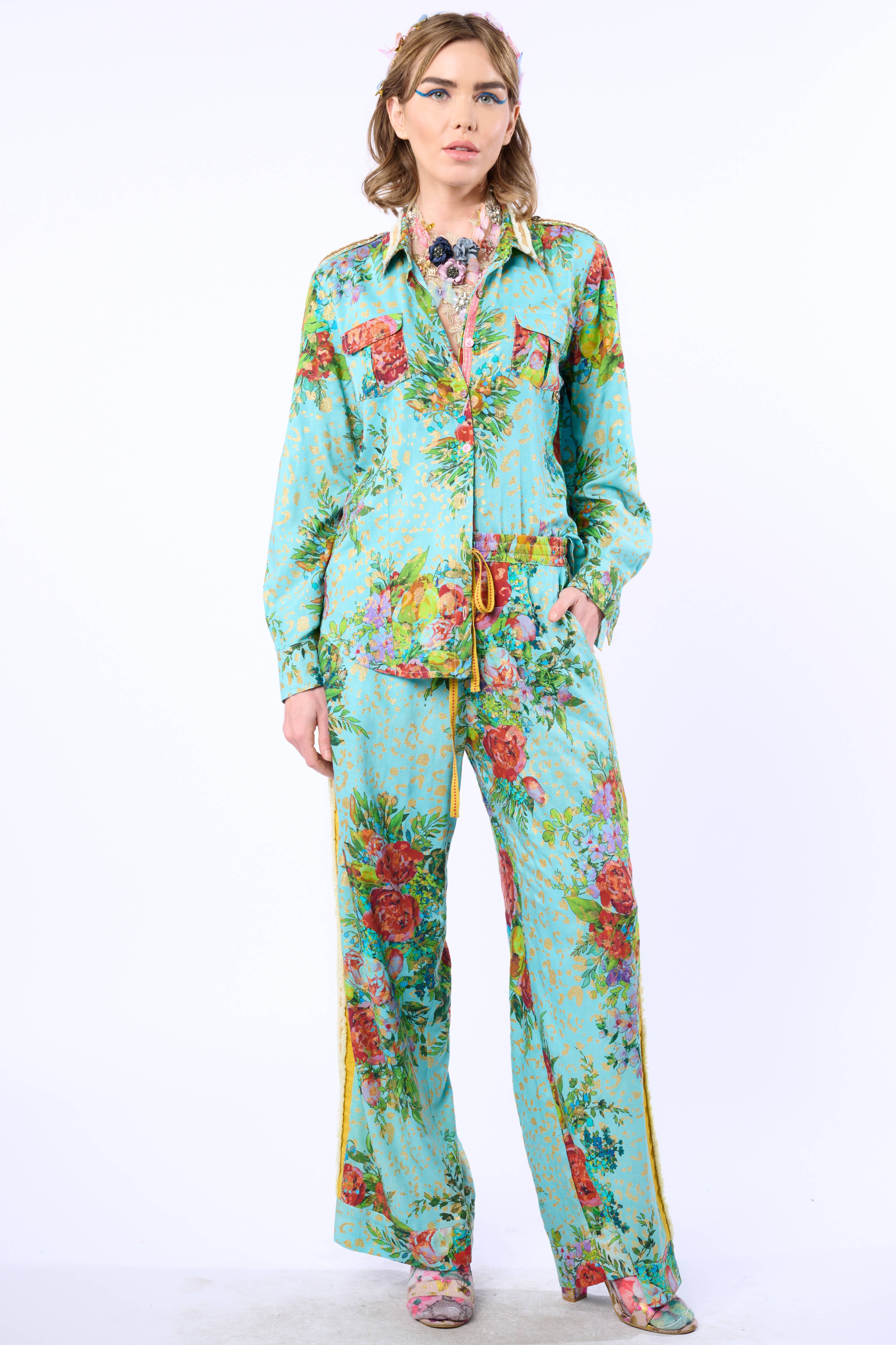 Imprimé Aqua Pantalon Cordelia en vente sur Faire9