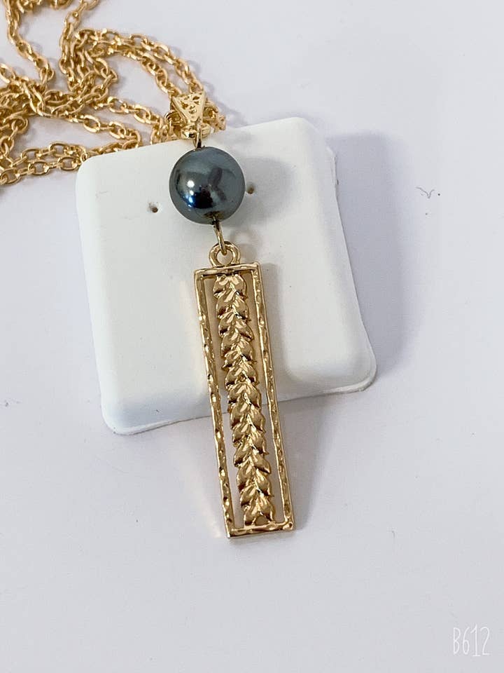 Maile lei Necklace : Hamilton Gold with Shell Pearls for wholesale by Anela's Jewelry