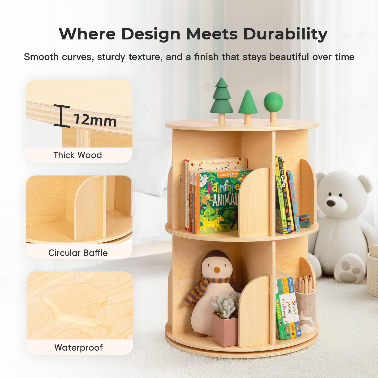 Clear 2-Tier Rotating Bookshelf, Ideal bookcase for Small Space for wholesale on Faire3