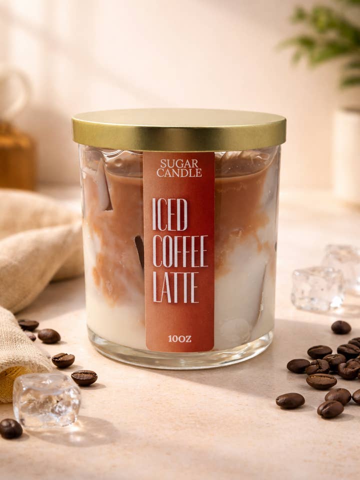 Iced Coffee Latte Candle - Soy & Gel Wax, Retail Ready for wholesale by Sugar Candle
