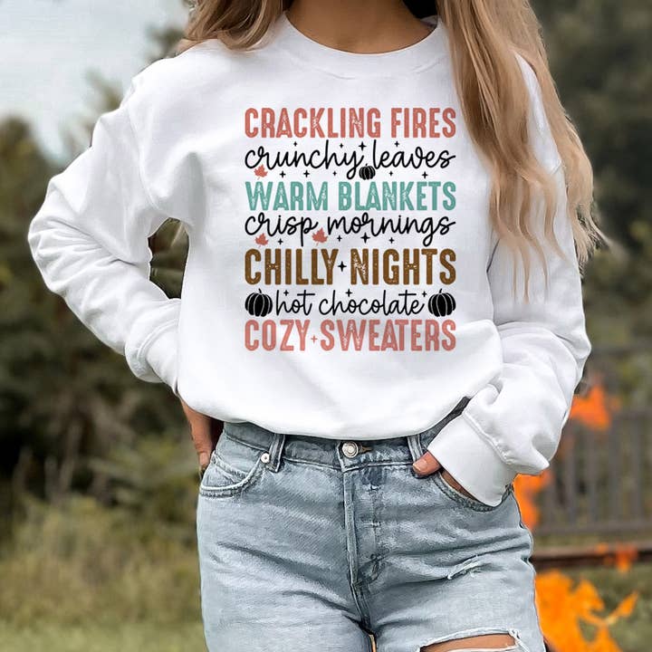 Autumn List Crewneck Sweatshirt for wholesale by DaisyChainDesignCo