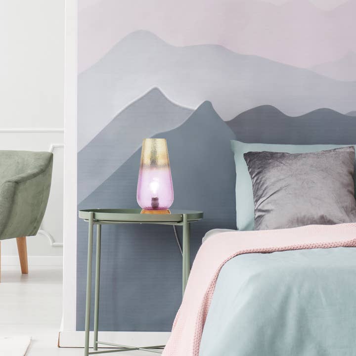 River of Goods - Wholesale Accent/Desk Lamp - 14.5"H Pink & Gold 1-Light Lizzy Glass & Wood Accent Lamp