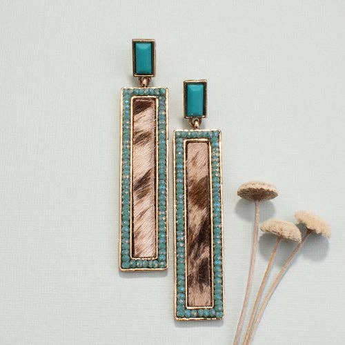 Your Fashion Wholesale - Vendita all'ingrosso Orecchini pendenti - Orecchini rettangolari in pelle animale0