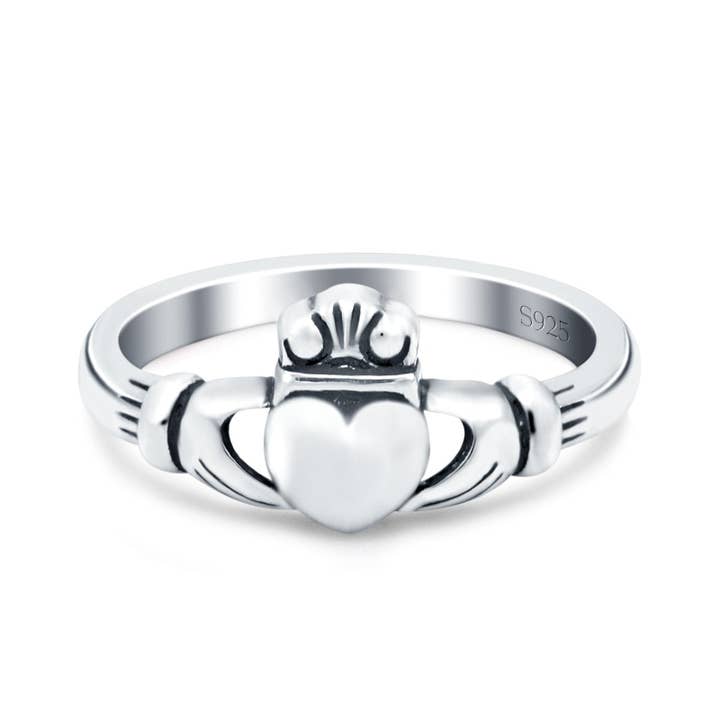 Heart Celtic Oxidized Claddagh Promise Ring for wholesale by Blue Apple Imports