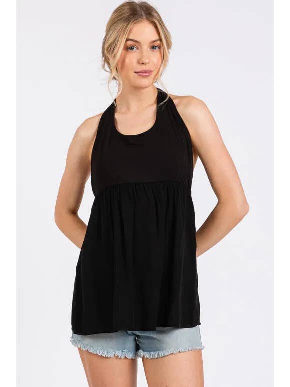 Final Touch - Wholesale Blouse - Women's - Halter Neck With Tie Woven Flare Top - NT31368