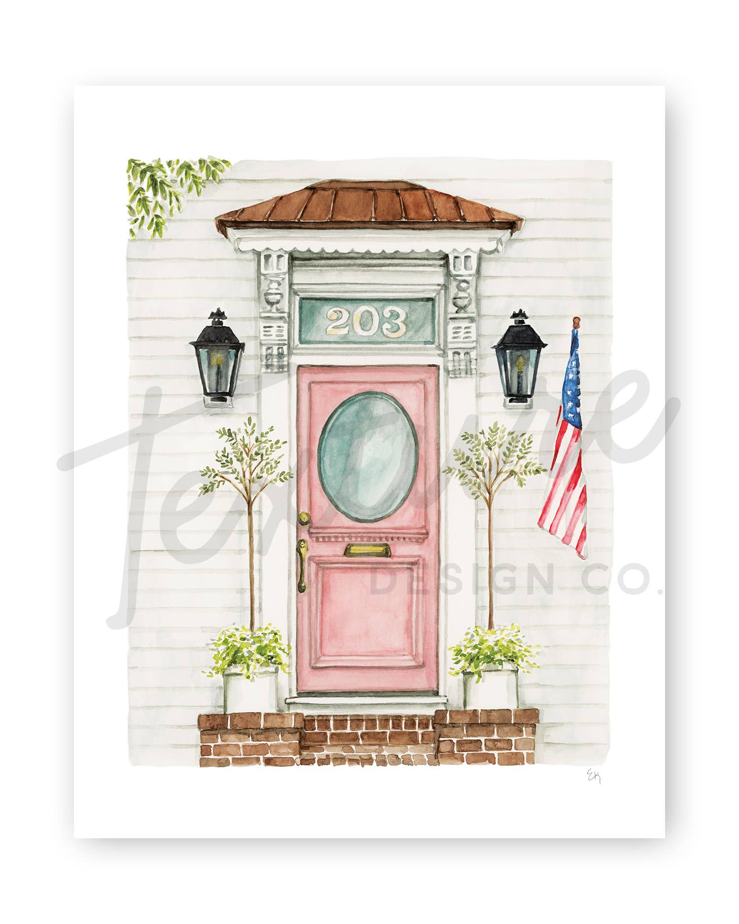 Texture Design Co - Wholesale Art Print - Front Door Watercolor Print: The Pink Door1