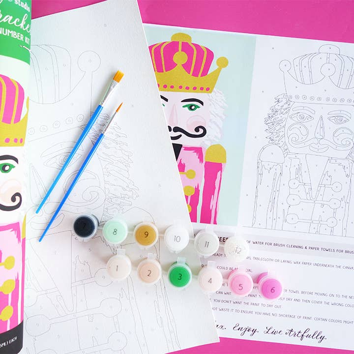 JM Design Studio - Wholesale DIY Craft Kit - Pink Nutcracker Paint by Number Kit with Glitter Paint1