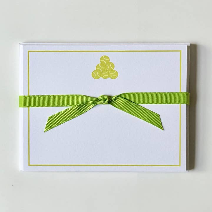 Tennis Balls Stacked, Green - Flat Note Cards for wholesale by Georgetown Paperie