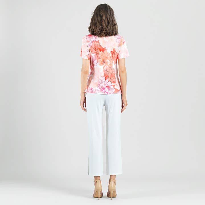 Peach White T192P20 - Surplice Faux Wrap Side Tie Top - Sunset Petals for wholesale on Faire