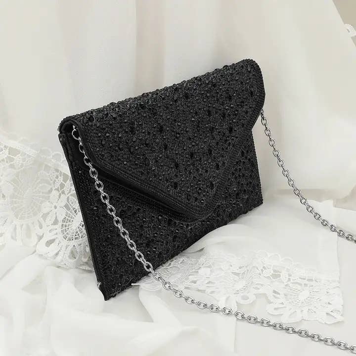 Sensibling Corp. - Wholesale Clutch Bag - Women's - Bling Studded Envelop Evening Clutch Bag / Crossbody Bag10