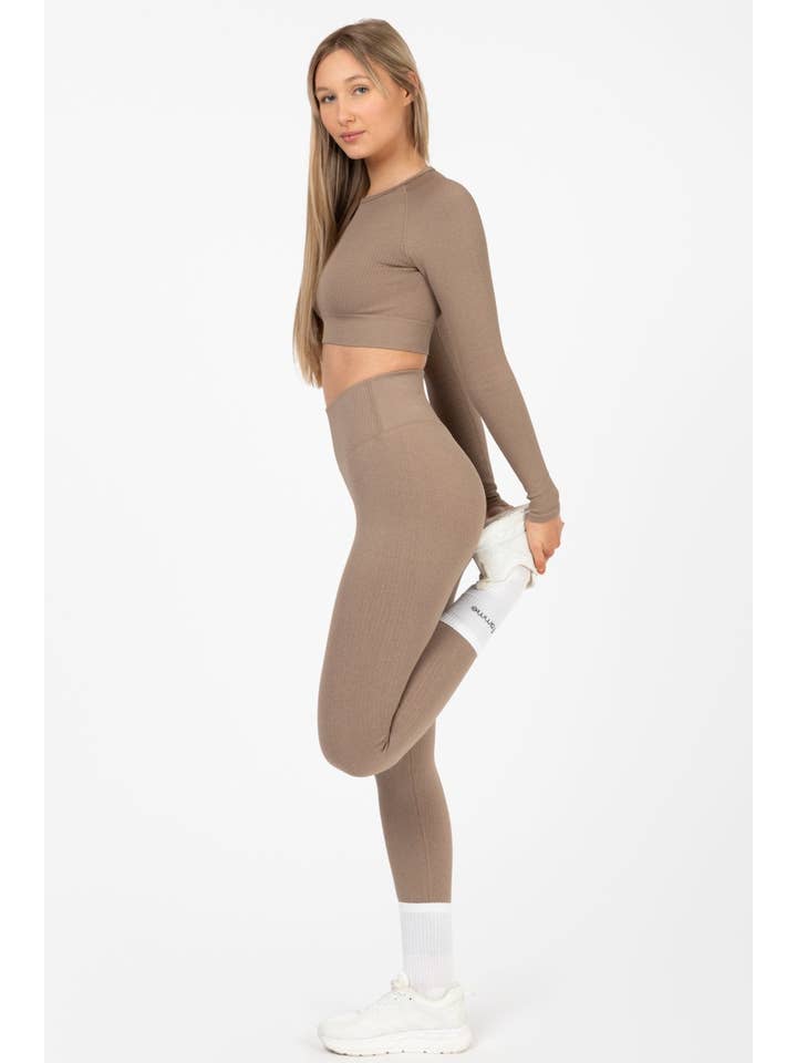 Famme - Wholesale Athletic/Lounge Leggings - Women's - Ribbed Seamless Tights12