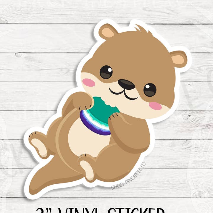 Gay Otter Macaron klistermärke | 3 ”Matt klistermärke | LGBTQIA+Pride Sticker | Väderbeständig | För bärbar dator, tumlare, vattenflaska och mer! för wholesale av Sticky Pineapple Co