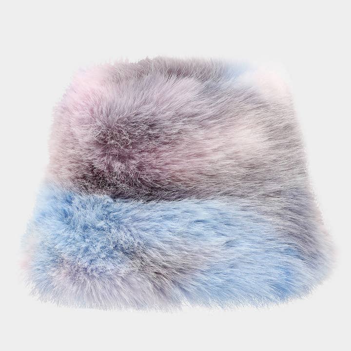 DOUBLJU - Wholesale Bucket Hat - Women's - COLOR GRADIENT TIE-DYE FAUX FUR FISHERMAN HAT_CWAH050545