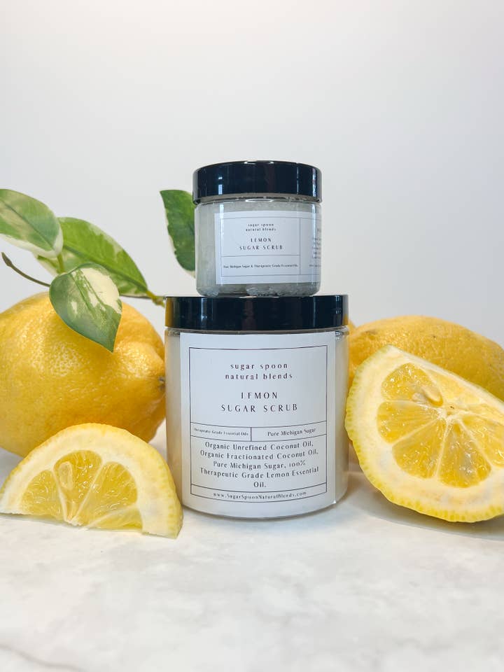 Lemon Sugar Scrub 8oz for wholesale by Sugar Spoon Natural Blends