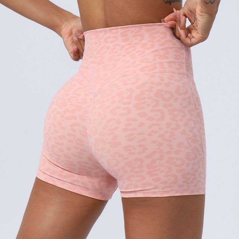 WONDERXFANS - Wholesale Korte sportbroek - Dames - Bil-verhogende yogashorts met luipaardprint1