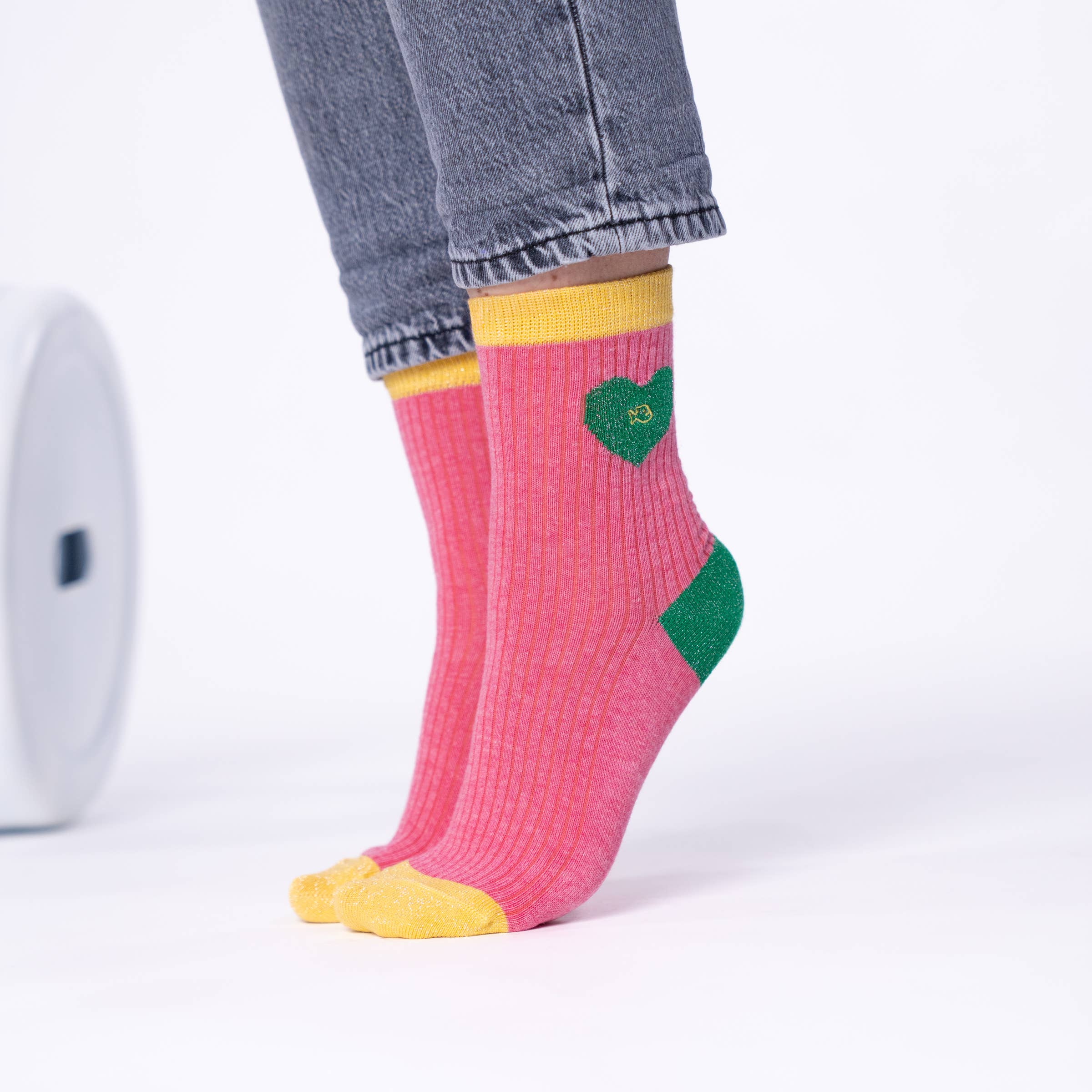 BILLYBELT - Wholesale Socks - Women's - Combed cotton socks Heart Pink and green3