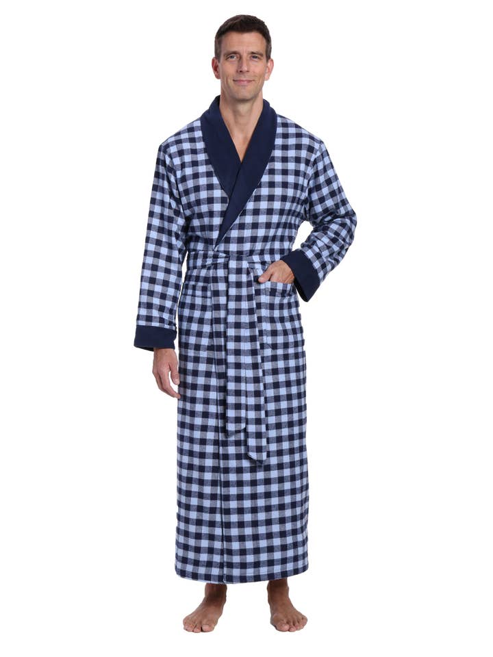 Noble Mount - Wholesale Robe – Men's - Men's Premium 100% Cotton Flannel Fleece Lined Robe17