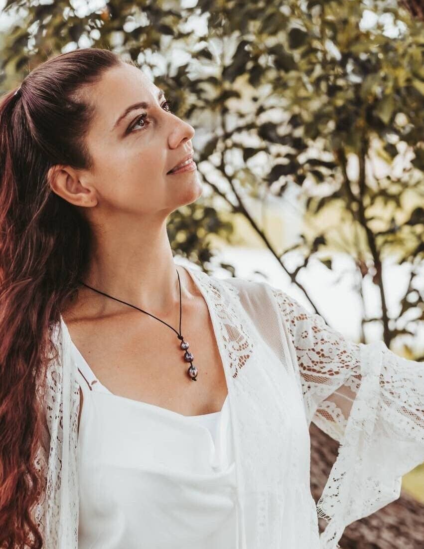 The Rustic Boho Chic - Vente Sautoir et collier en Y - Collier lariat en cuir avec perle, cadeau de 3ème anniversaire pour femme, pierre de naissance de juin1