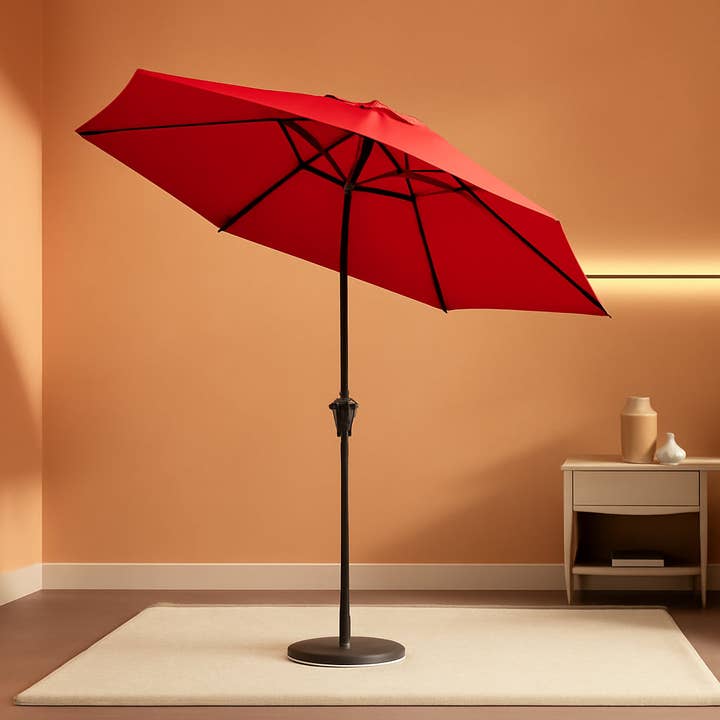 9 Foot Red Patio Umbrella For Outdoor Tables Deck Set for wholesale on Faire