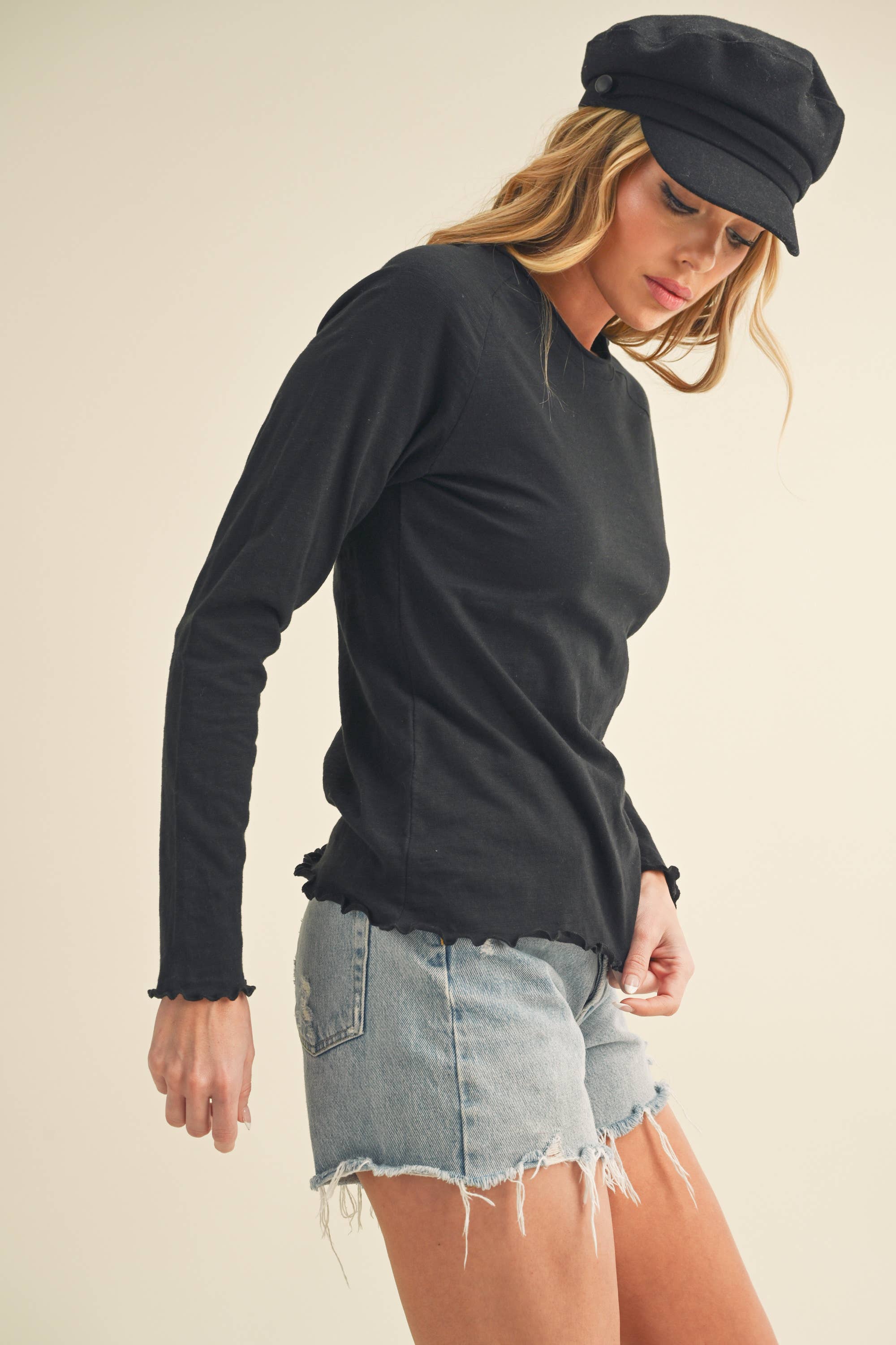 AEMI + CO - Wholesale Knit Top - Women's - 8288DN Gwen Baby Long Sleeve Top 558