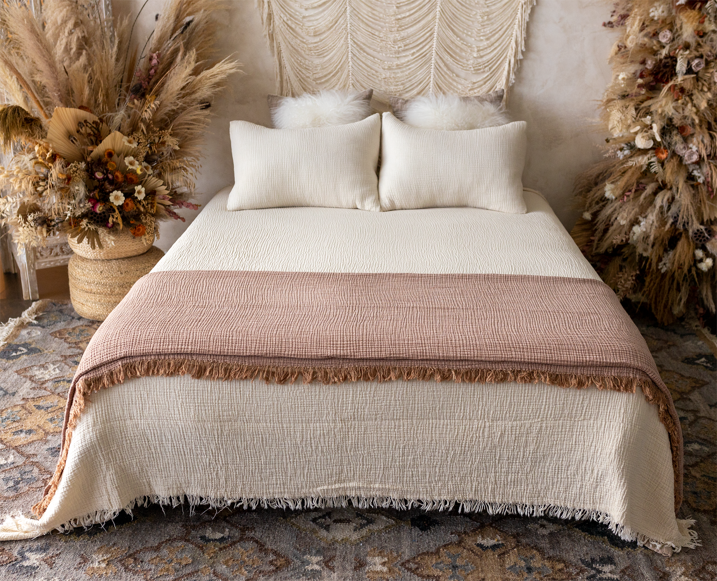 Naturloom - Wholesale Bedding Blanket - GOTS Certified Organic Muslin Cotton Throw Blanket, Soft Muslin Blanket Brown1