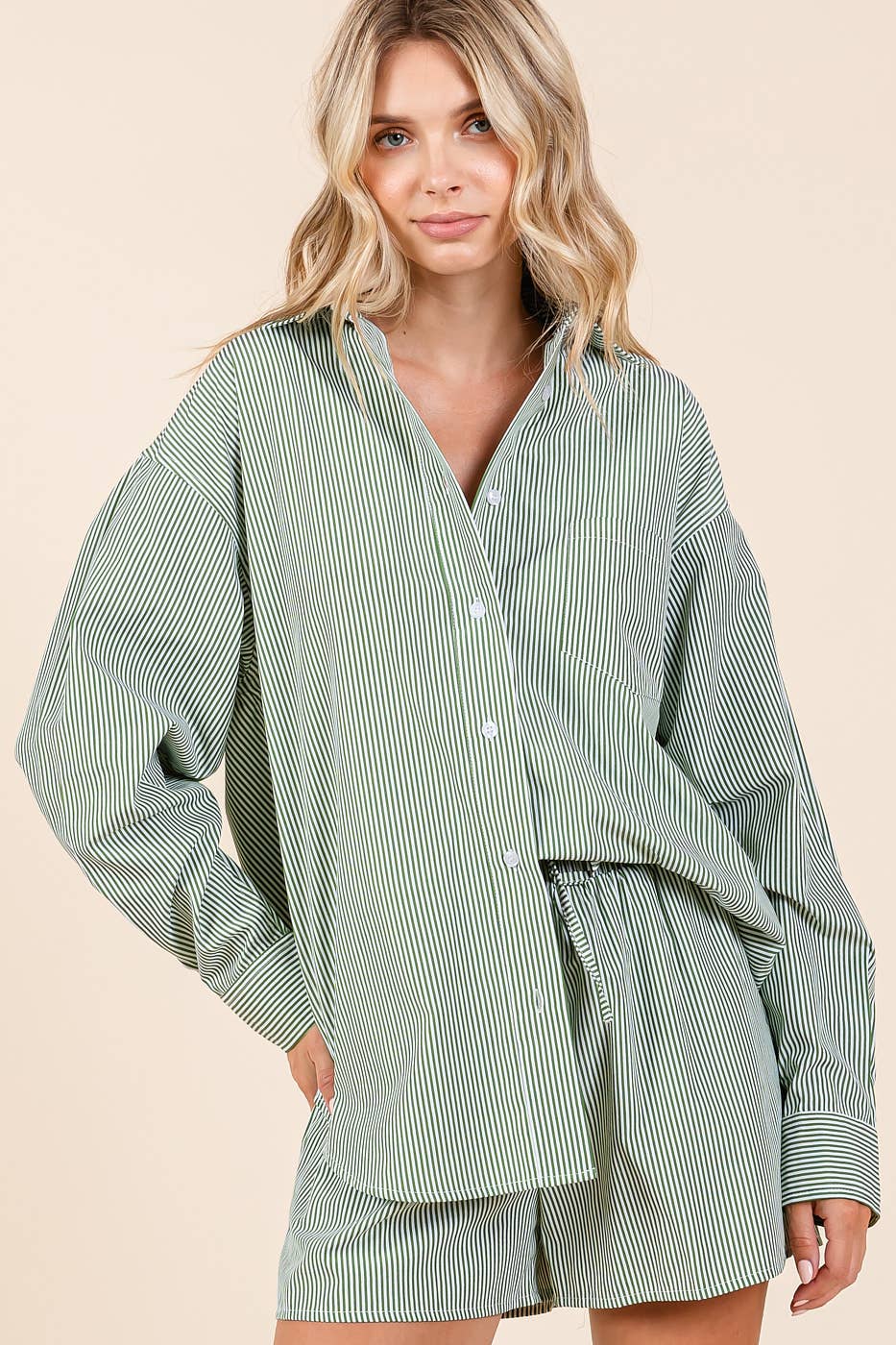mittoshop - Wholesale Lounge Set - Women's - STRIPED SHIRT AND SHORTS SET14