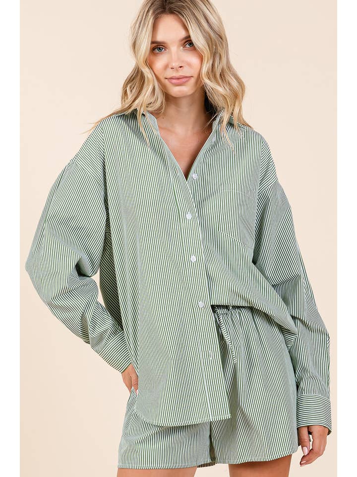 mittoshop - Wholesale Lounge Set - Women's - STRIPED SHIRT AND SHORTS SET5