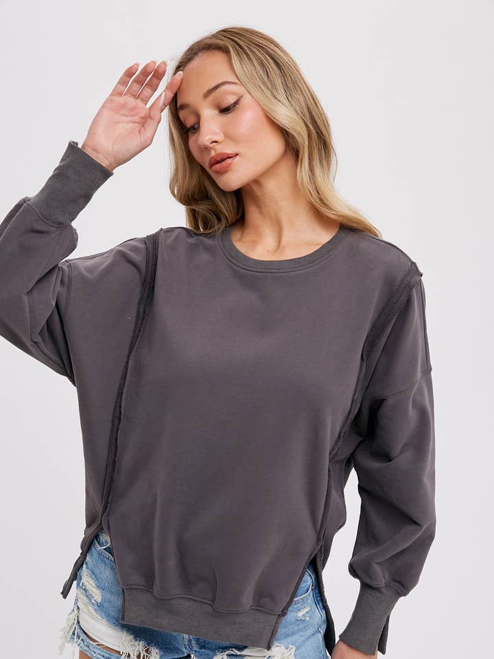 CREWNECK SWEATSHIRTS WITH SLIT for wholesale by Bluivy