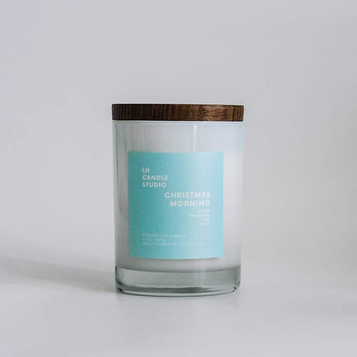 Christmas Morning 10oz Scented Soy Candle for wholesale by LH CANDLE STUDIO
