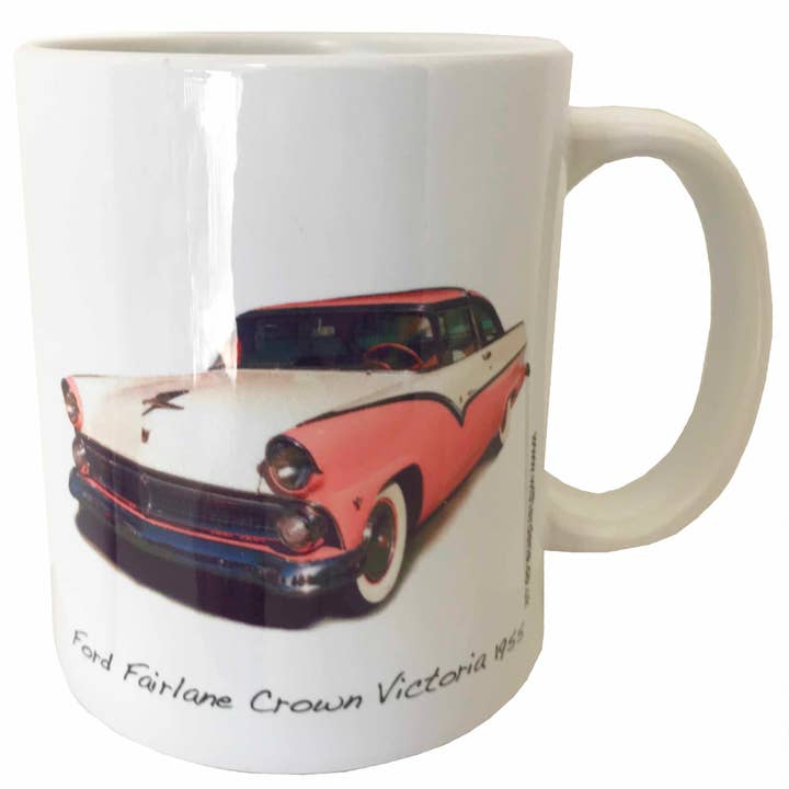Ford Fairlane Crown Victoria 1955 - 11oz Printed Ceramic Mug for wholesale by Witherden's Workshop
