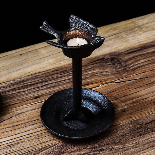 Portavelas Gohobi de hierro fundido, tamaño grande, con forma de pájaro para venta al por mayor de Gohobi (We cover U.S. import duties)