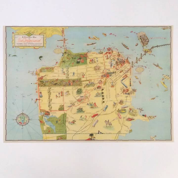 San Francisco Illustrated Map - Vintage Map Reproduction for wholesale by Big Wheel Press
