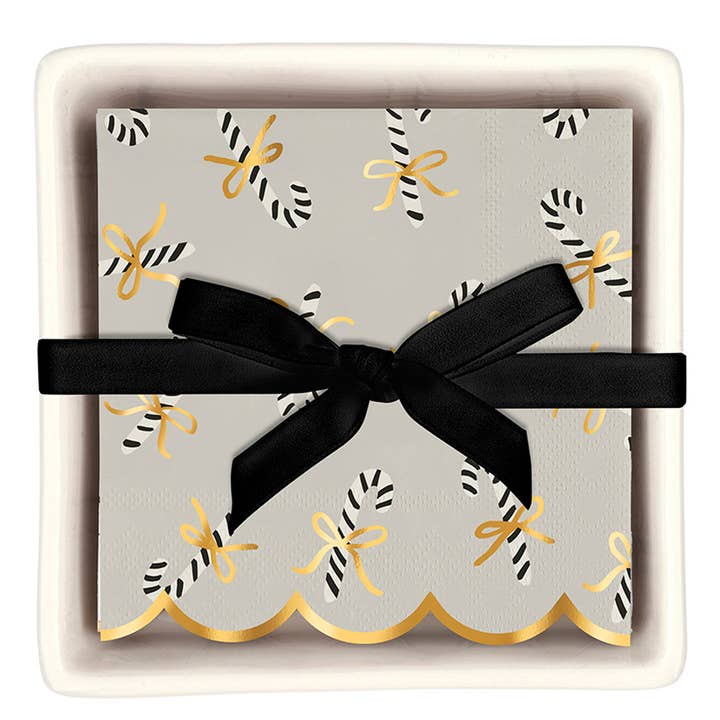 Santa Barbara Design Studio by Creative Brands - Wholesale Napkin Holder - Ceramic Napkin Tray + Napkins - Candy Canes1