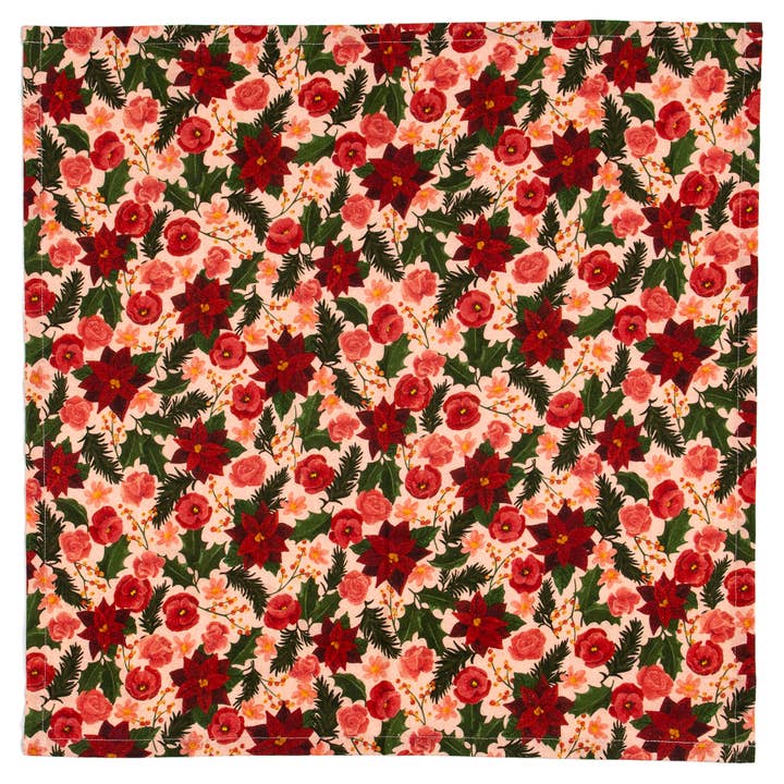 1canoe2 | One Canoe Two Paper Co. - Wholesale Dinner & Cloth Napkin - Yuletide Blooms Christmas Cotton Cloth Table Napkins Set3