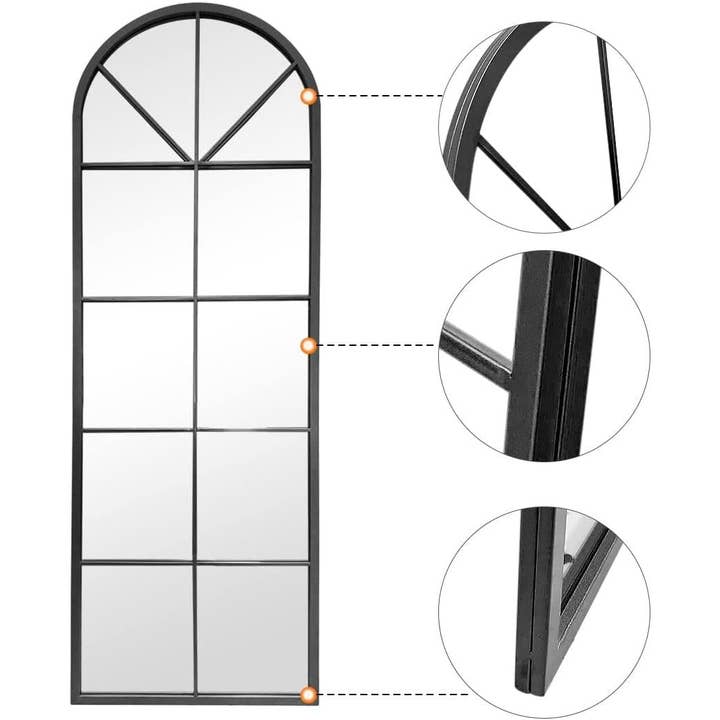 65 By 22 Inch Arched Window Pane Floor Wall Mount Mirror for wholesale on Faire5