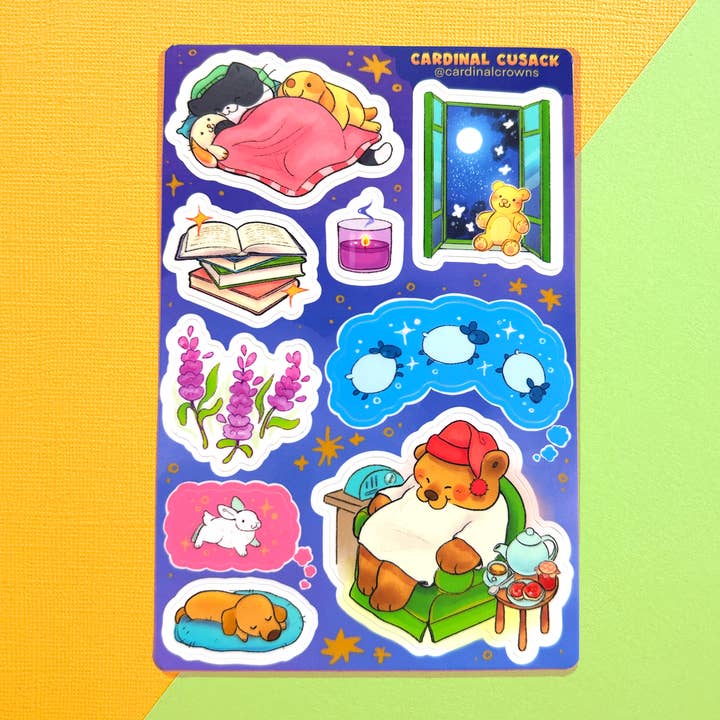 Sleepytime Sticker Sheet for wholesale by cardinalcrowns