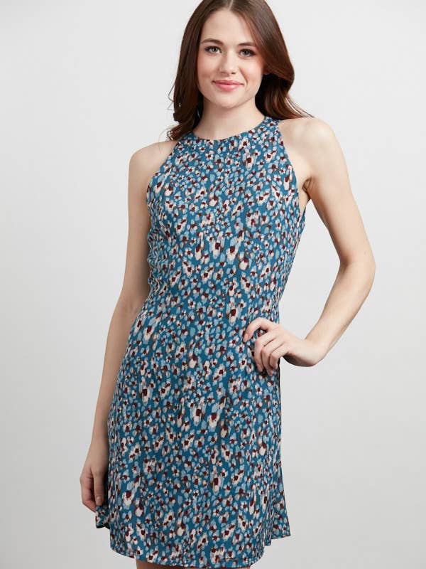 Mosaic Abstract Print Halter Neck Dress for wholesale by SM WARDROBE