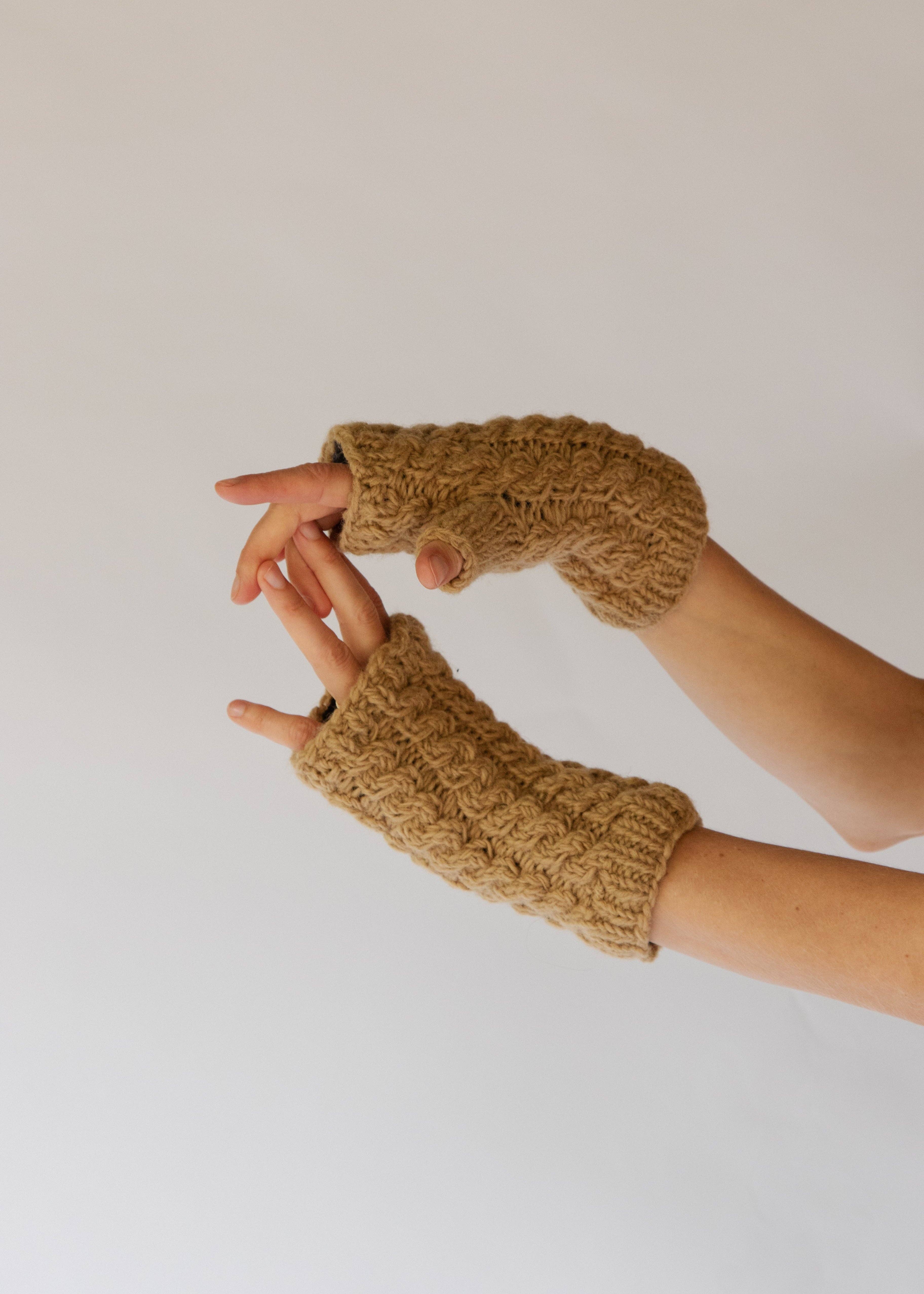 Hobo and Hatch – Luvas - Mulher por atacado – Luvas sem Dedos em Malha // Caramelo2