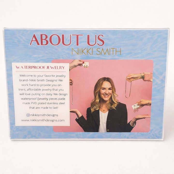 About us- 7x5 Acrylic Display for wholesale by Nikki Smith Designs