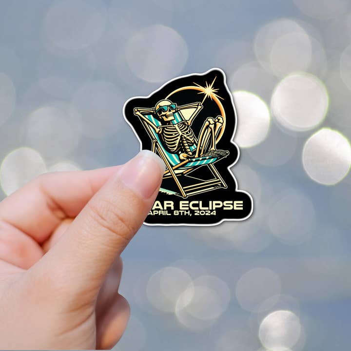 Jazzy Pop Stickers - Wholesale Sticker - Skeleton Solar Eclipse 2024 moon laminated sticker1
